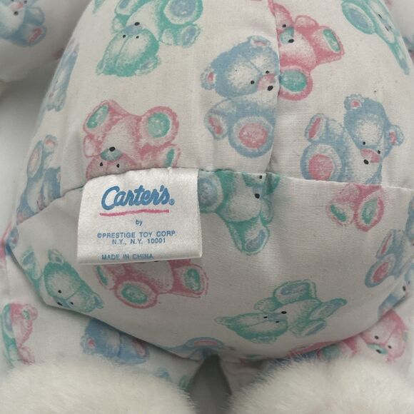 Vintage Carters Prestige Teddy Bear Plush Rattle Stuffed Animal Pastel Baby Toy - Picture 3 of 6